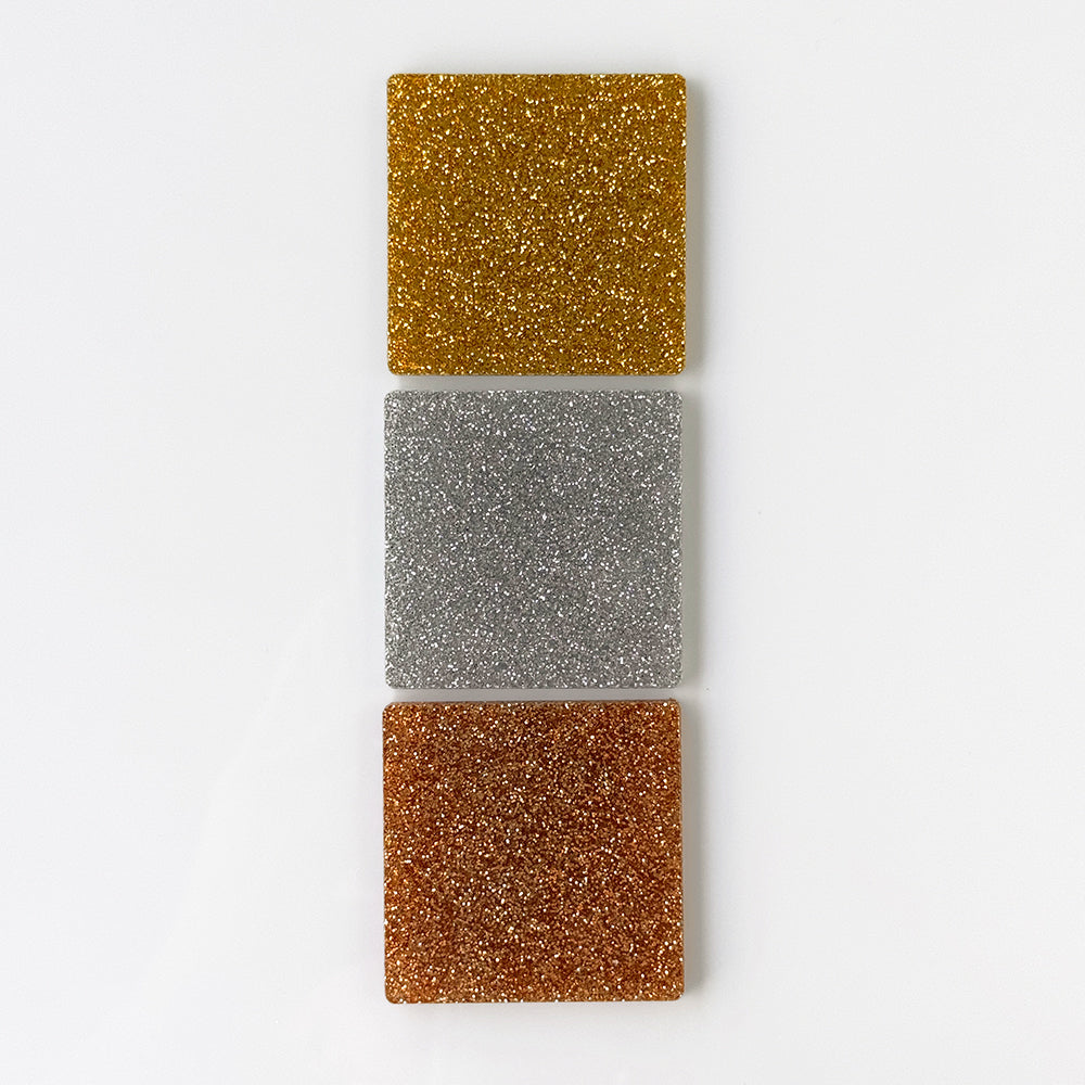 PMMA acrílico para trofeo oro, plata y bronce con glitter