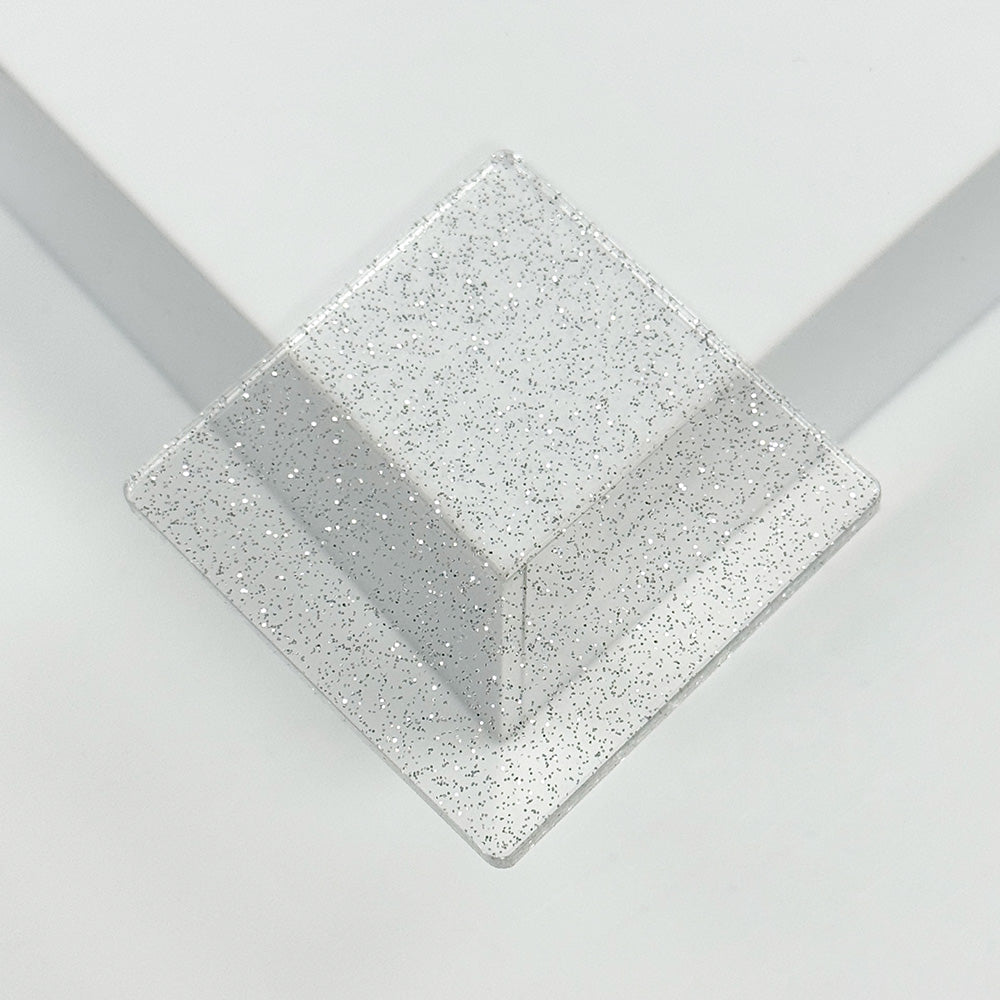 Metacrilato Transparente Glitter Plata 3 mm