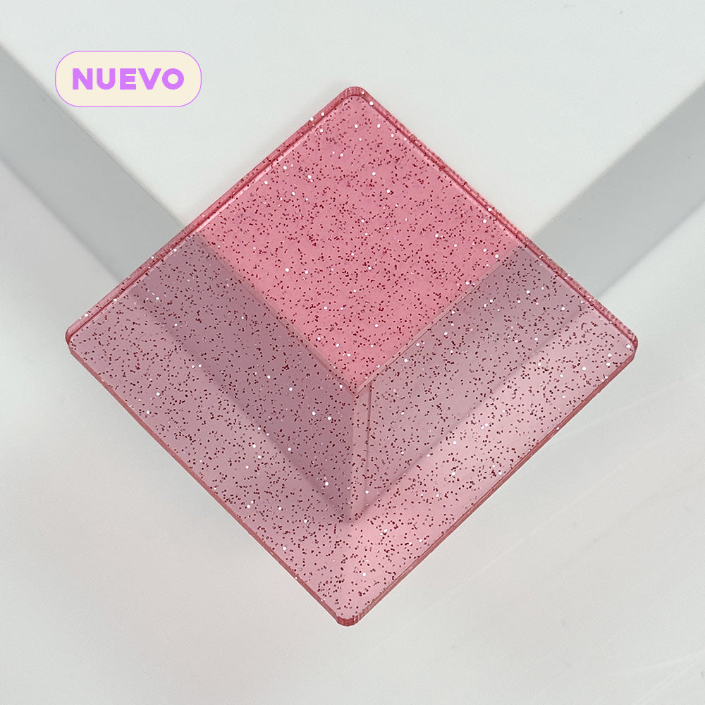 Metacrilato Transparente Glitter Rosa3 mm