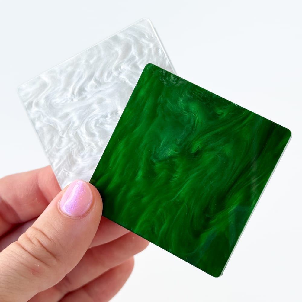 Metacrilato nácar verde y blanco